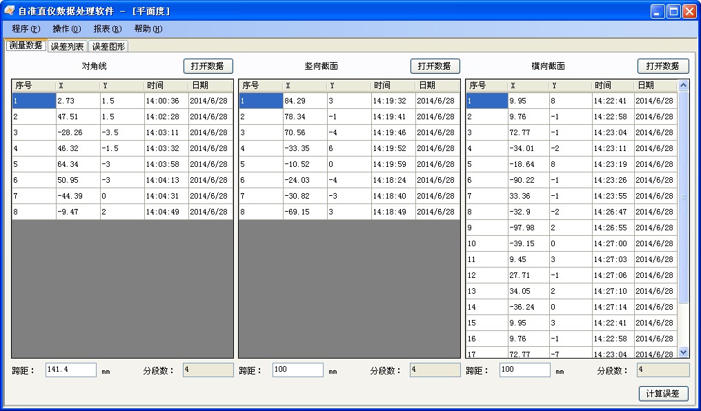 平面度測量數(shù)據(jù)分析軟件包